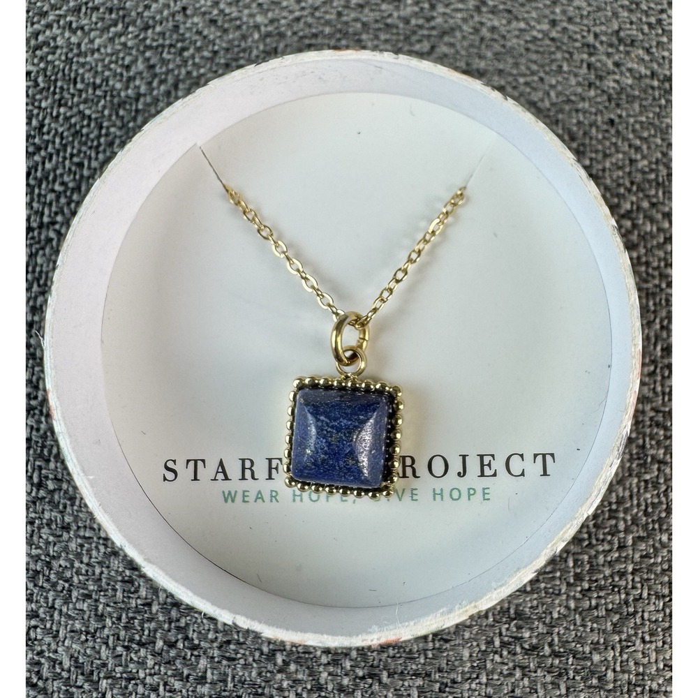 Starfish Project Genuine Natural Lapis Lazuli Gemstone 14K Gold Plated Necklace